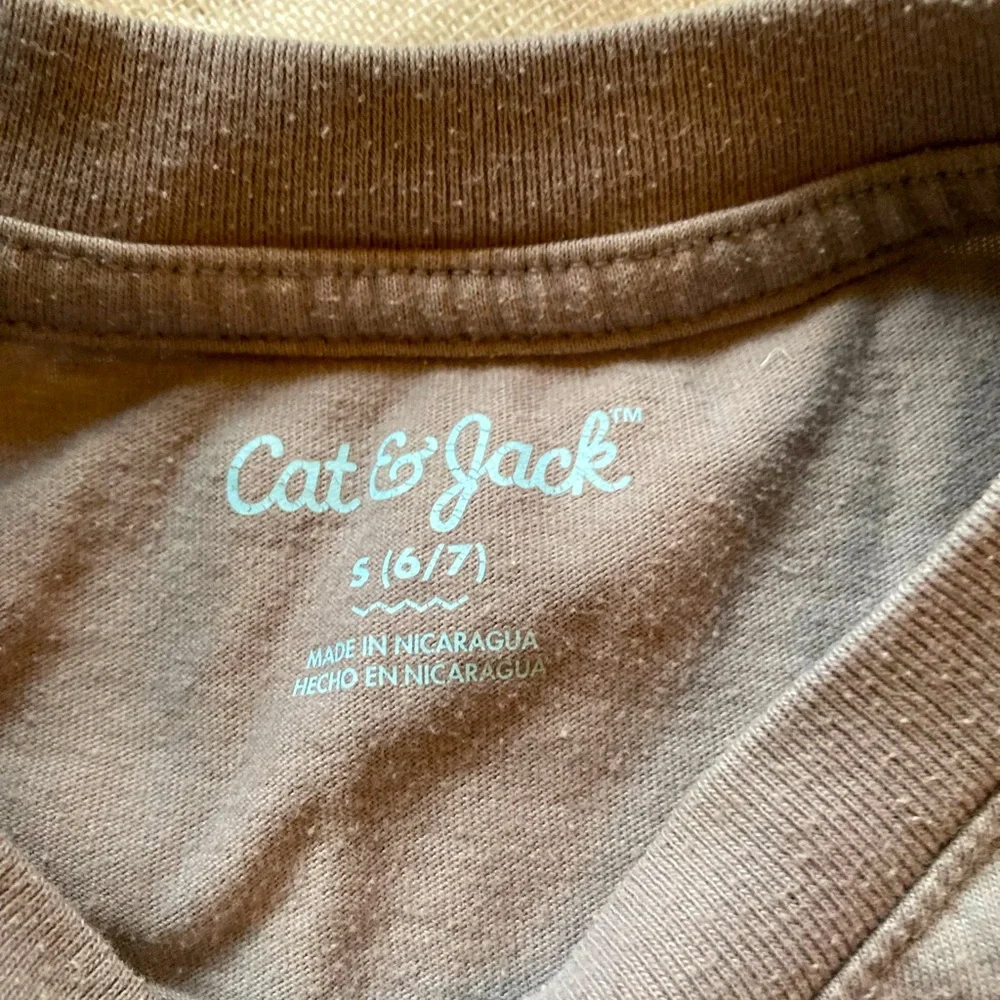 Cat & Jack Dinosaur Graphic T-Shirt Gray Blue‎ Kids Size 6/7